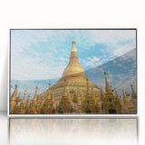 Framed acrylic print of a tranquil Myanmar landscape in soft pastel colors, ideal for modern art wall decor.