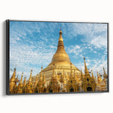 Black and white landscape art painting of a Myanmar scenery on framed canvas, ideal for bedroom wall decor.