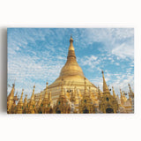 Black and white photograph of a Myanmar landscape on stretched canvas, ideal for kitchen wall art.