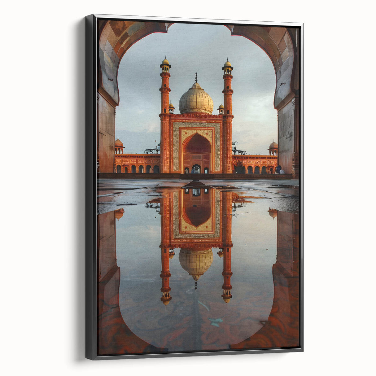 Black and white landscape art painting of a scenic view in Pakistan on a framed canvas, suitable for bedroom wall decor.