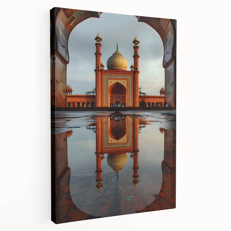 Side view of a large canvas depicting a serene Pakistani landscape, in muted earth tones, ideal for kitchen wall art.