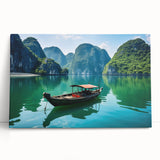 Black and white photograph on stretched canvas depicting a serene Vietnamese landscape.