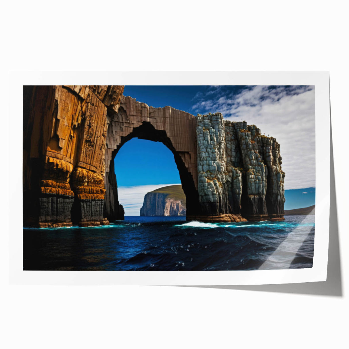 Extra large rolled print of a Tasmanian landscape, featuring soft pastel colors, ideal for dining room wall art.