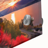 Large abstract wall art of British Columbia scenery in muted earth tones on acrylic glass, ideal for dining room ambiance.