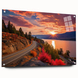 Acrylic print of a serene British Columbia landscape in muted green and blue tones, ideal for bedroom or dining room decor.