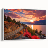 Vintage poster art of British Columbia scenery on a framed canvas, featuring colorful art in extra large size.