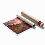 Rolled print depicting British Columbia scenery with lush green landscapes and mountains.