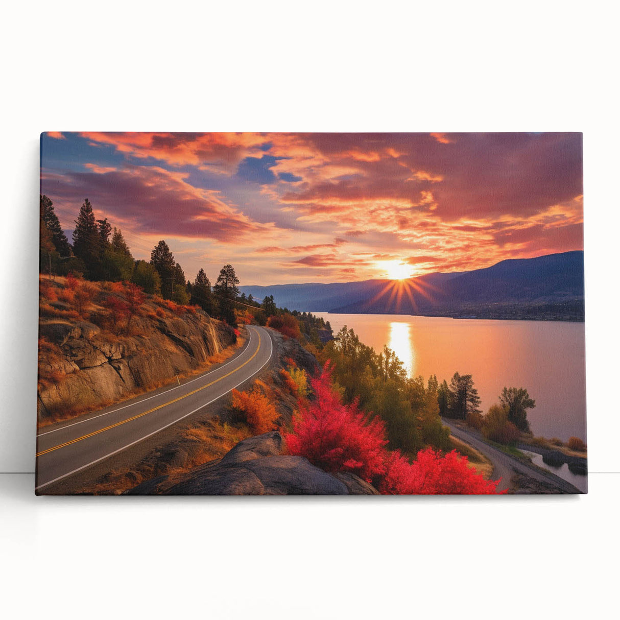 Black and white photograph of British Columbia scenery on stretched canvas, ideal for kitchen wall art or bedroom.