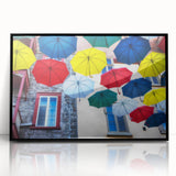 Large abstract wall art depicting a Quebec scenery in muted earth tones on a black framed acrylic.