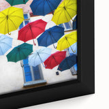 Extra large framed canvas featuring a textured depiction of Quebec scenery in black with colorful art accents.