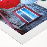 Art deco poster of Quebec scenery on rolled canvas, featuring bold colors, ideal for dining room wall art.