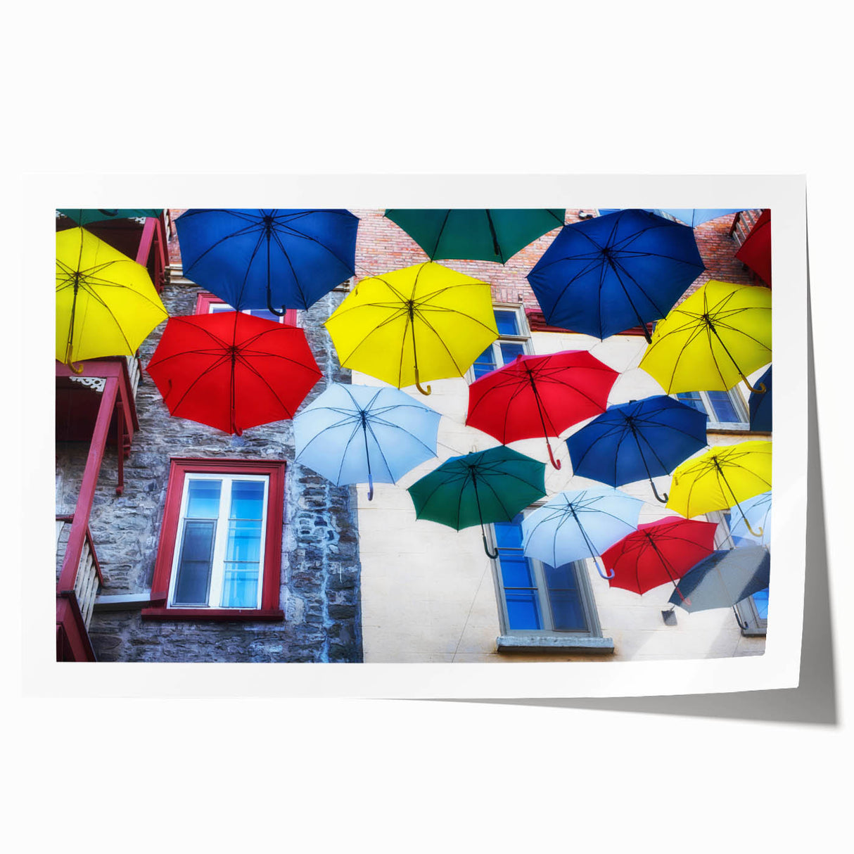 Extra large rolled print of Quebec scenery with vibrant green and blue hues, ideal for art wall dining room.