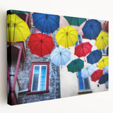 Side view of a stretched canvas featuring a serene Quebec scenery in muted earth tones, ideal for kitchen wall art.