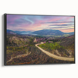 Black and white framed canvas depicting a vintage-style Yukon landscape, ideal for bedroom wall decor.