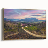 Framed canvas depicting a vintage-style Yukon landscape in muted gold and black tones, ideal for bedroom wall art.