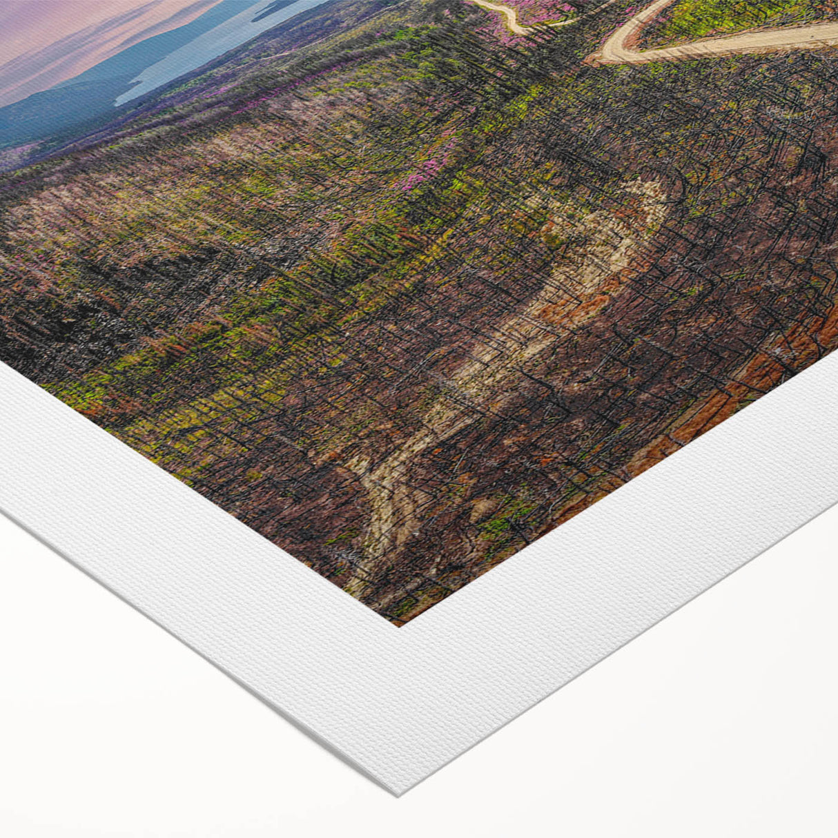 Art deco poster of the Yukon scenery in muted earth tones on rolled canvas, suitable for dining room wall art.