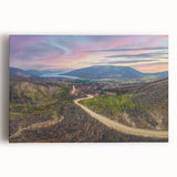 Black and white photograph of Yukon scenery on stretched canvas, suitable as large kitchen art.