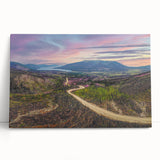 Black and white photograph of Yukon scenery on stretched canvas, suitable as large kitchen wall art or for bedroom ambiance.