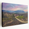 Scenic Yukon landscape on large stretched canvas, featuring muted earth tones, ideal for kitchen wall decor.