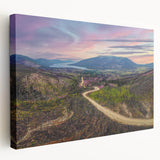 Scenic Yukon landscape on large stretched canvas, featuring muted earth tones, ideal for kitchen wall decor.