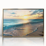 Art deco poster of Caribbean Bahamas scenery in gold frame, acrylic print, suitable for modern art wall decor.