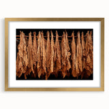Textured abstract art print featuring a Caribbean-inspired scenery in muted earth tones, framed in gold.