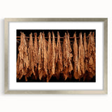 Abstract art print featuring vibrant Caribbean scenery in a silver frame, ideal for dining room decor.