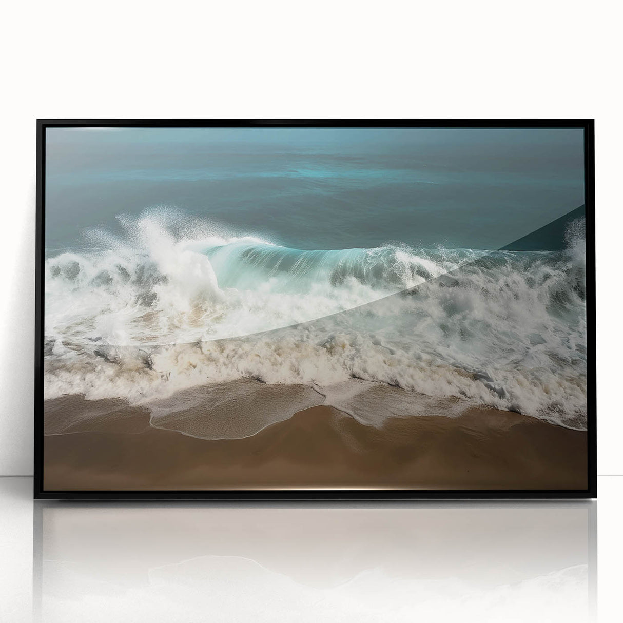Large abstract wall art depicting the Caribbean scenery in Puerto Rico, with vibrant hues on framed acrylic.
