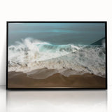 Large abstract wall art depicting the Caribbean scenery in Puerto Rico, with vibrant hues on framed acrylic.