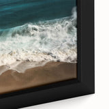 Extra large framed canvas featuring a textured depiction of a vibrant Caribbean scene, ideal for living room decor.