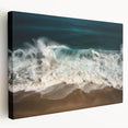 Large Caribbean landscape on stretched canvas featuring vibrant blue and green tones, ideal for kitchen wall art.