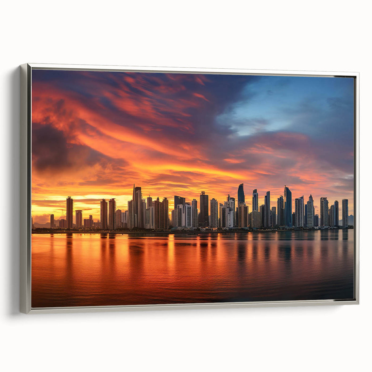 Landscape art painting of Central America with vibrant colors on a framed canvas, ideal for living room decor.