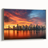 Landscape art painting of Central America with vibrant colors on a framed canvas, ideal for living room decor.