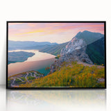 Large abstract wall art depicting a European Albanian scenery in black and white, framed in acrylic.