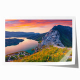Extra large rolled print of a European scenery with vibrant floral elements, ideal for art wall dining room.