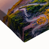 Large art featuring a black and white landscape painting of Albania on stretched canvas, ideal for bedroom decor.