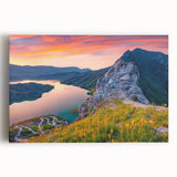 Black and white photograph of a European street scene on stretched canvas, ideal for kitchen wall art or bedroom ambiance.