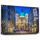 Acrylic print of a large abstract depiction of a European Austrian landscape, ideal for bedroom or dining room decor.