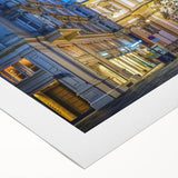 Art deco poster of an Austrian landscape in muted earth tones on rolled canvas, suitable for dining room walls.