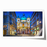 Extra large rolled print of a serene Austrian landscape, featuring soft pastel shades, ideal for art wall dining room.