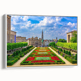 Vintage poster art of a European scenery in Belgium, featuring vibrant colors on extra large framed canvas.