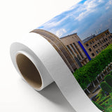 Art deco poster of a serene Belgian landscape in soft pastel shades on rolled canvas, great for nursery wall art.