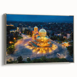 Landscape art painting of a Bulgarian scenery on framed canvas.