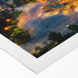 Art deco poster of a Bulgarian landscape in muted earth tones on rolled canvas, ideal for dining room wall art.