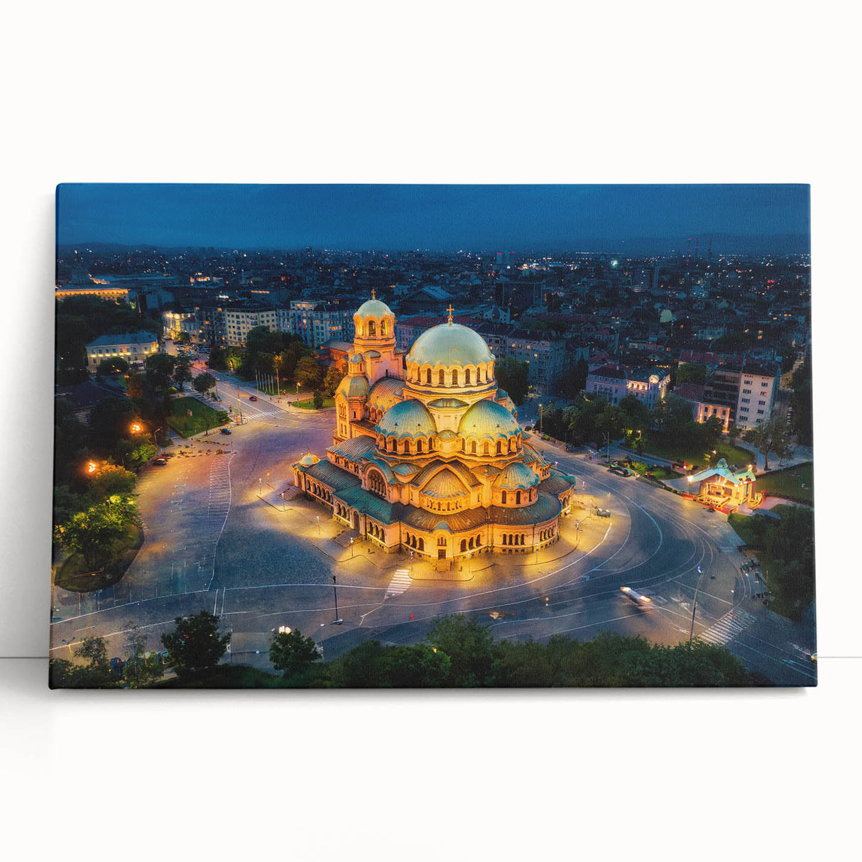 Large black and white stretched canvas featuring a European Bulgarian scenery, ideal for kitchen wall art.