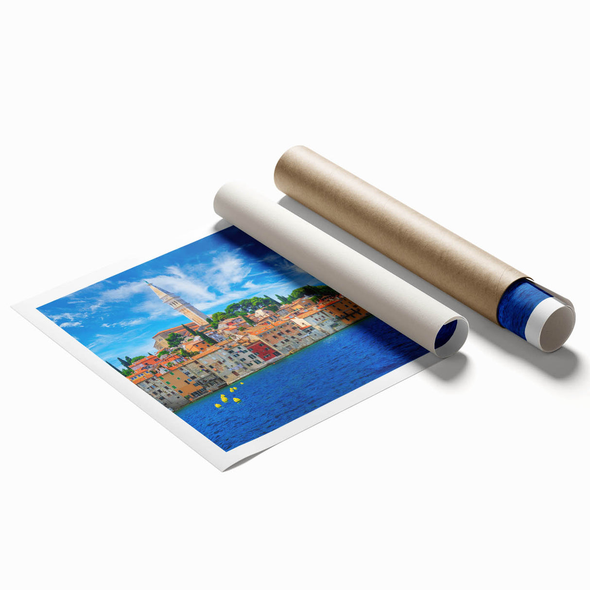 Extra large rolled print of a Croatian landscape with vibrant floral elements.
