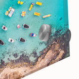 Large abstract wall art depicting European scenery on acrylic glass, in mid-century modernist style.