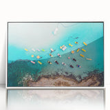 Mid-century modernist art depicting the Cyprus landscape in muted earth tones on a framed acrylic print.