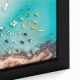 Black wall art featuring a textured, colorful European scenery on a framed canvas, ideal for living room decor.