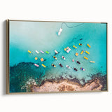 Framed canvas depicting a vintage-style landscape of Cyprus in muted gold and black tones, ideal for bedroom wall art.